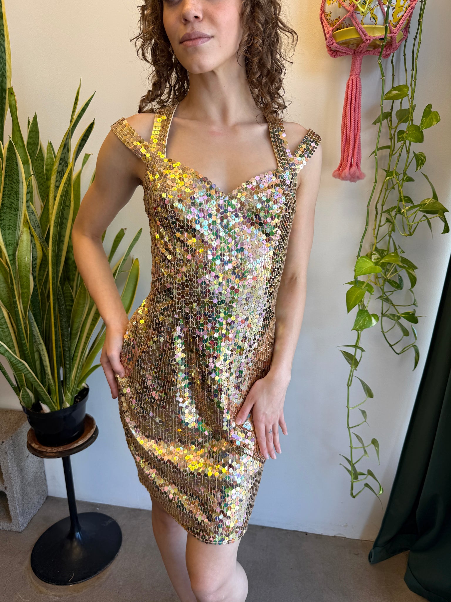 90s Gold Sequined Dress Luxie Vintage 90s Gold Sequined Dress Luxie Vintage