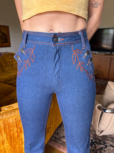 70s Faded Glory Embroidered Jeans