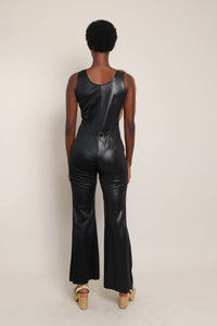 70s Wet Look Bell Bottom Jumpsuit