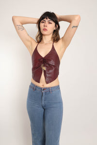 80s Leather Halter Top