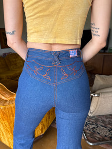 70s Faded Glory Embroidered Jeans