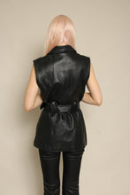 90s Bebe Black Leather Motorcycle Vest With Belt