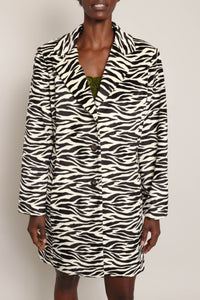 00s Zebra Faux Fur Coat