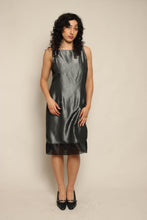 Y2K Gunmetal Satin & Chiffon Dress