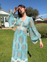 70s Floral Angel Sleeve Dress