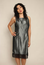 Y2K Gunmetal Satin & Chiffon Dress