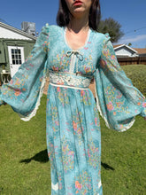 70s Floral Angel Sleeve Dress