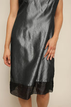 Y2K Gunmetal Satin & Chiffon Dress
