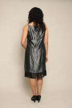 Y2K Gunmetal Satin & Chiffon Dress