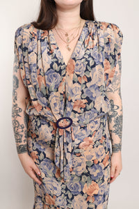 80s Muted Floral Dress