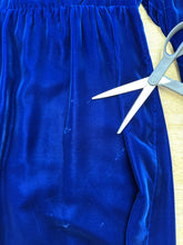 1960s Blue Velvet Mini Dress With Rhinestone Buttons - S/M