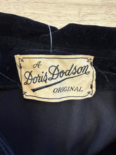 1940s Doris Dodson Black Velvet Dress With Front Zipper & Accent Collar - M