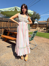 70s Smocked Striped Maxi Dress