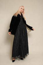 1930s Black Velvet Shirred Evening Coat With Collar