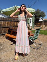 70s Smocked Striped Maxi Dress