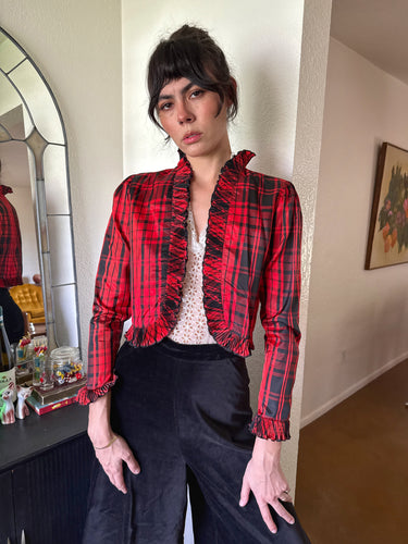 60s Plaid Taffeta Bolero
