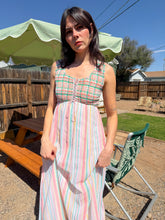 70s Smocked Striped Maxi Dress