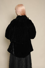 1930s Black Velvet Shirred Evening Coat With Collar
