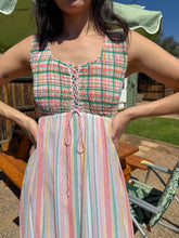 70s Smocked Striped Maxi Dress