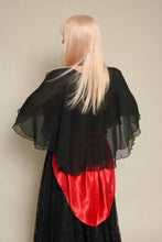1990s Black Sheer Chiffon Shawl