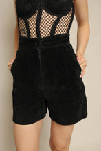 1990s Black Suede Leather High Waist Bermuda Shorts