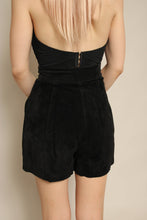 1990s Black Suede Leather High Waist Bermuda Shorts