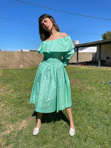 80s Mint Taffeta Dress