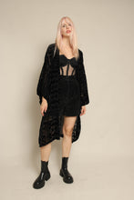 2010s Johnny Was Black Velvet Burnout Duster Jacket