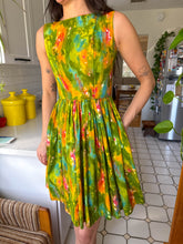60s Green Cotton Floral Dress
