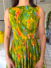 60s Green Cotton Floral Dress