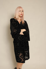 2010s Johnny Was Black Velvet Burnout Duster Jacket