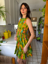 60s Green Cotton Floral Dress