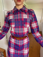70s Plaid Knit Mod Dress