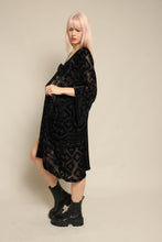 2010s Johnny Was Black Velvet Burnout Duster Jacket
