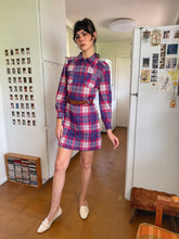 70s Plaid Knit Mod Dress