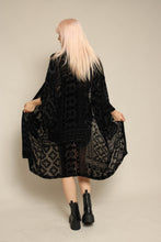 2010s Johnny Was Black Velvet Burnout Duster Jacket