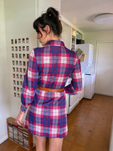 70s Plaid Knit Mod Dress