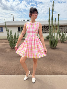 60s Pink Plaid Dress