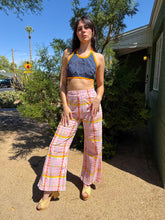 70s Pink Plaid Bell Bottoms