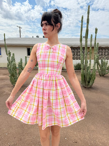 60s Pink Plaid Dress