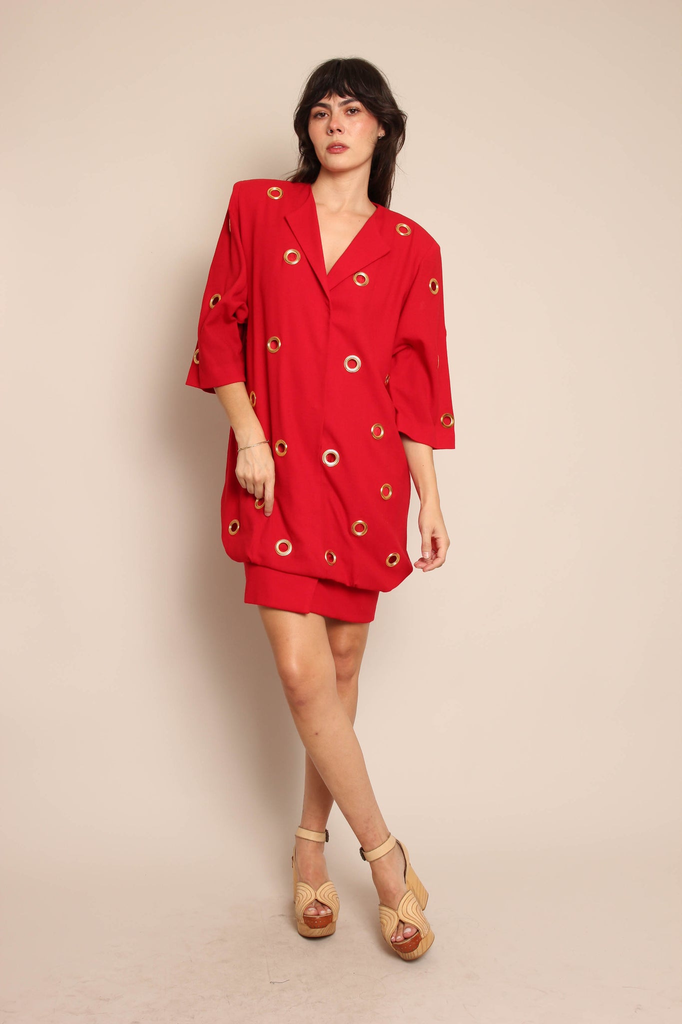 90s Red Grommet Dress & Purse Ensemble Luxie Vintage 90s Red Grommet Dress & Purse Ensemble Luxie Vintage