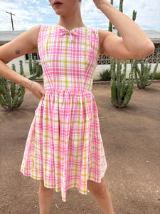60s Pink Plaid Dress
