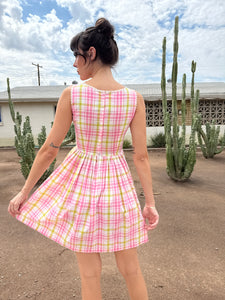 60s Pink Plaid Dress