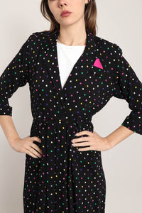 80s Rainbow Polka Dot Dress