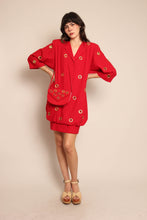 90s Red Grommet Dress & Purse Ensemble