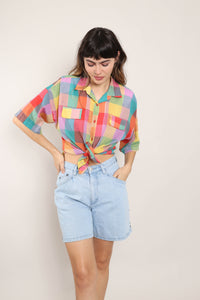 80s Rainbow Checkered Shirt
