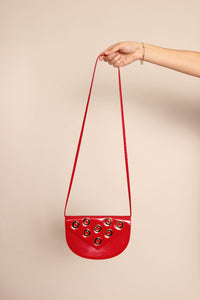 90s Red Grommet Dress & Purse Ensemble