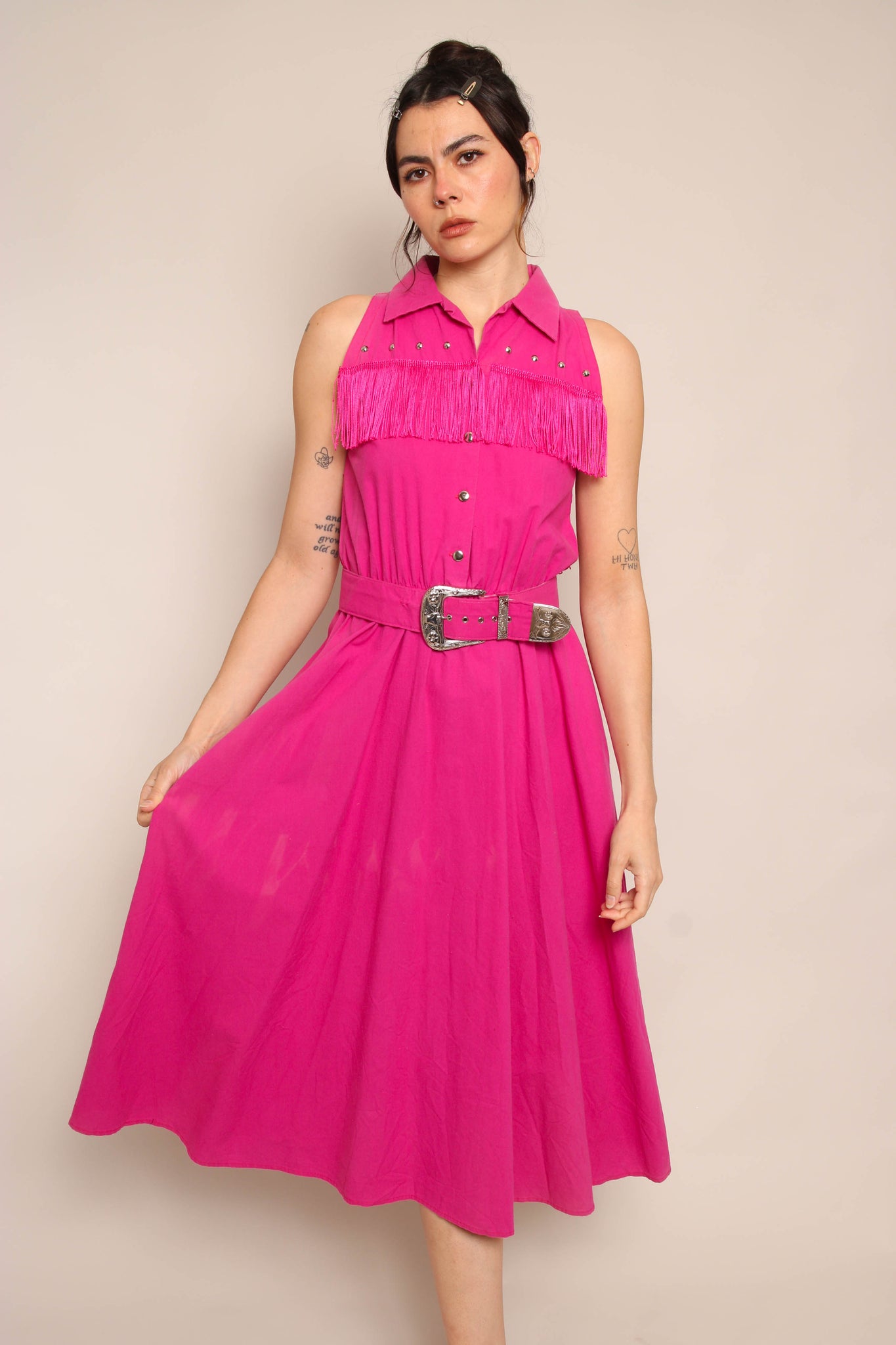 90s Pink Fringe Western Dress – Luxie Vintage