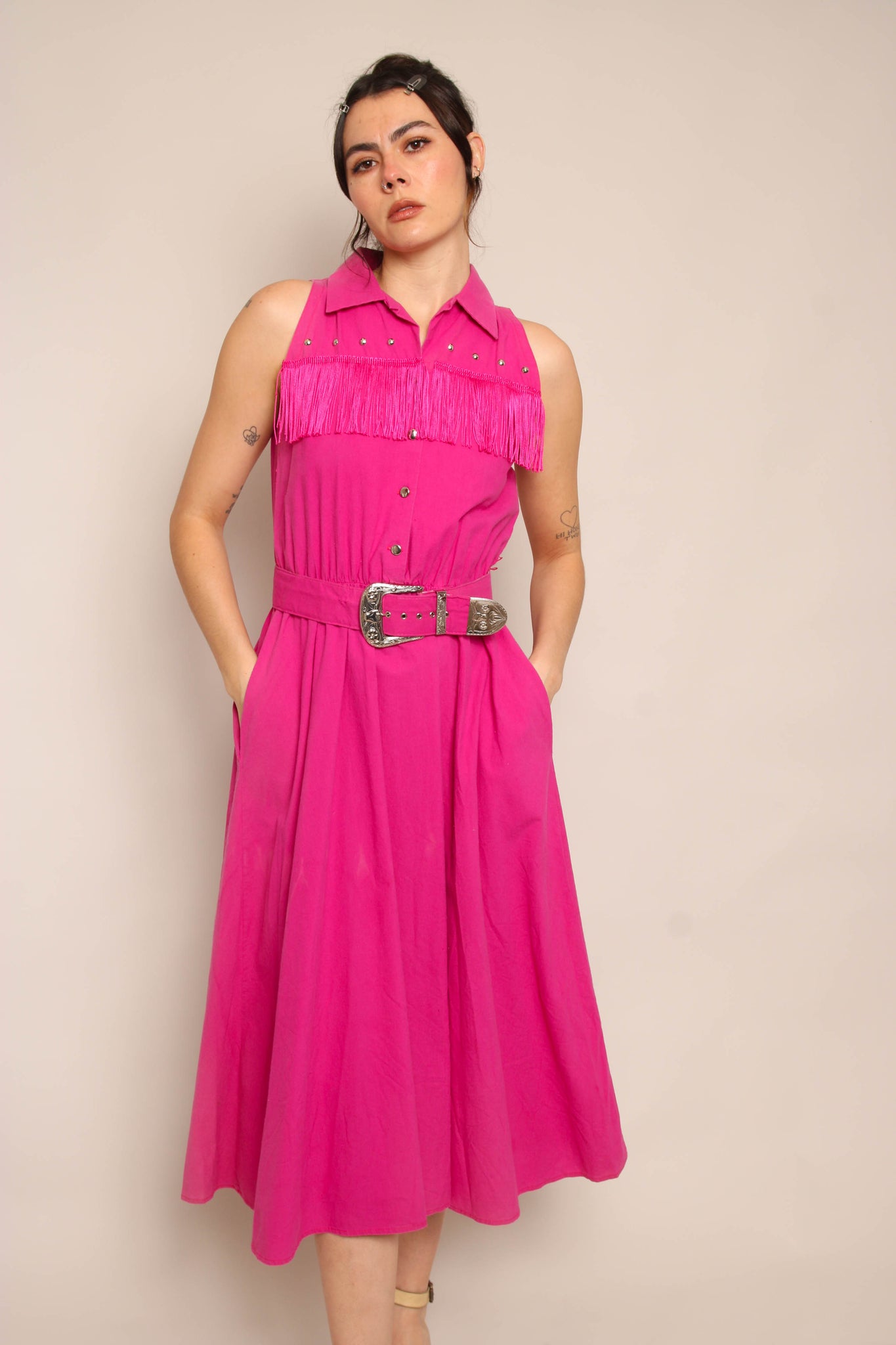 90s Pink Fringe Western Dress Luxie Vintage 90s Pink Fringe Western Dress Luxie Vintage