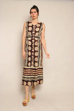 70s Tiki Print Dress With Belt